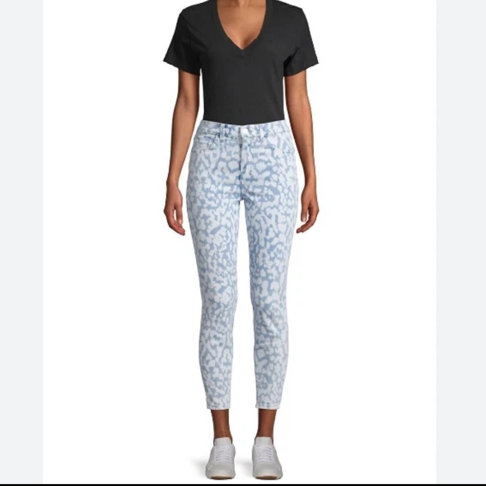 CURRENT ELLIOTT High Waist Stiletto Crop Jeans Bleached Leopard Print size 27